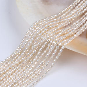 Collar de Perlas de Agua Dulce Naturales de 2.5-3mm, Forma de Arroz Barroco, con Acabado Brillante, Semi-Acabado para DIY - Product Image 2