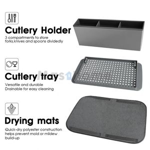 <b>Kitchen</b> Countertop Multifunctional Fork Spoon Drying Rack <b>Kitchen</b> <b>Storage</b> Draining Rack With Mat - Product Image 2
