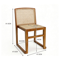Chaise de salle à manger en bois massif nordique empilable avec assise en rotin personnalisée, mobilier moderne minimaliste de haute qualité pour restaurant et bureau