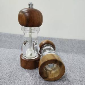 나무로 만든 친환경 수동 소금 및 후추 그라인더 세트 6인치 리필 가능한 그라인더 블랙 페퍼 및 소금 향신료 밀 - Product Image 2