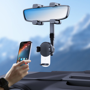 Car Rearview <b>Mirror</b> Phone Holder Magnetic 360 Degree Rotation Dashboard Mount Black <b>Plastic</b> Car Mount - Product Image 1