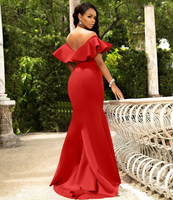 Vestidos Largos con Hombros Descubiertos, Manga con Volantes, Ajustados, Formales, para Fiesta, Noche, en Oferta