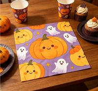 Serviettes jetables à motifs de citrouilles et de fantômes effrayants pour Halloween, serviettes de fête jetables épaisses imprimées sur le thème d'Halloween