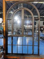 Ventana Moderna Francesa con Arco y Rejilla, Ventana Abatible con Doble Vidrio, Diseño Posmoderno, Marco de Acero Inoxidable y Aleación de Aluminio, para Hogar, Individual