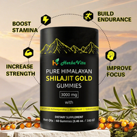 Penyerapan tinggi Shilajit Gummy Pectin berbasis campuran Vegan ramah alami suplemen pribadi Label OEM Non GMO