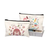 Kit de sacs à crayons cosmétiques en toile personnalisée Sacs pour étudiant et professeur Capacité de rangement Trousse de toilette de voyage pour maquillage avec fermeture éclair