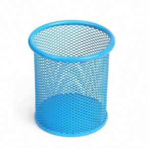 Porte-stylos en maille de forme ronde, conteneur à crayons, organisateur de rangement de bureau multifonctionnel en métal ajouré - Product Image 2