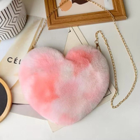 Coloré en forme de coeur femmes fausse fourrure sacs à bandoulière doux en peluche dame chaîne sac à bandoulière léger femme sac à main sacs à main