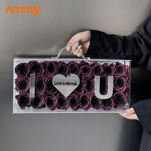Coffret cadeau acrylique AM-PFE69 'I LOVE YOU' fleur éternelle pour la fête des mères et Noël préserve <span class=keywords><strong>les</strong></span> roses de manière aiguë - Product Image 6