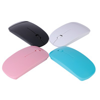 Mouse optik nirkabel 2.4G ultra-tipis, Mouse optik nirkabel BT dengan Logo yang dapat disesuaikan versi baterai AA terlaris dari pabrik LED USB Mini