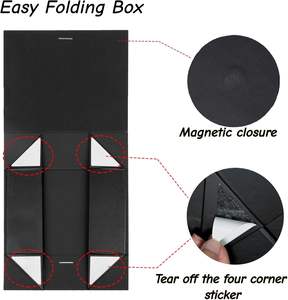 Caja de Regalo de Papel con Cinta Negra, Plegable, Magnética, para Ropa, Zapatos, Cosméticos - Product Image 3