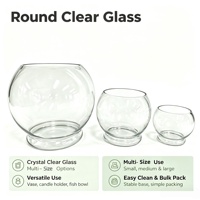 Pot à bougie en verre transparent en forme de boule, soufflé à la main, résistant à la chaleur, vide, pour la décoration intérieure, support décoratif durable