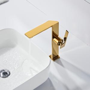 Rubinetto per Lavabo di Alta Qualità, Design Creativo, Monocomando Quadrato in Ottone, Finitura Oro Spazzolato, Effetto Cascata, Durevole e Alto - Product Image 6