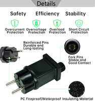Adaptateur prise US/UE IP44 DC 1W-12W en matériau PC certifié ETL pour lumières de jardin et de terrasse, lumières de festival