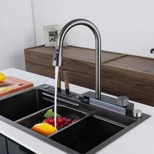 Hiển thị kỹ thuật số gốm thép không gỉ phím đàn piano lượng mưa Thác tap nóng/lạnh kiểm soát nhiệt độ đa chức năng kéo xuống - Product Image 3