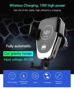 10W de carga inalámbrico QI para Samsung S10 S9 S8 S6 S7 coche soporte para teléfono para <span class=keywords><strong>iPhone</strong></span> X <span class=keywords><strong>XS</strong></span> X <span class=keywords><strong>MAX</strong></span> XR 8 Plus <span class=keywords><strong>cargador</strong></span> inalámbrico para coche - Product Image 2