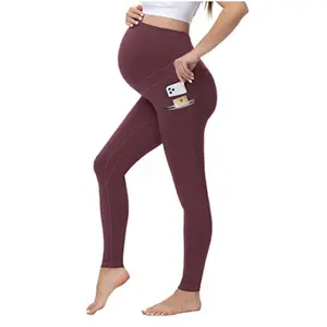 Good Quality Custom activewear pregnant pants women yoga legging high stretch maternity Capris with side pocket