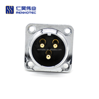 Conector de Aviación de 3 Pines GX25 Macho Cuadrado con Brida de 4 Orificios para Panel