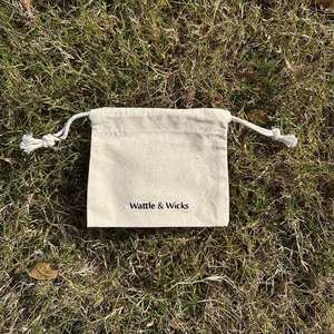 Custom Logo Portable Reusable Organic Cotton <b>Drawstring</b> Bag <b>Pouch</b> Double String-Personalized Portable Double String <b>Drawstring</b> - Product Image 2