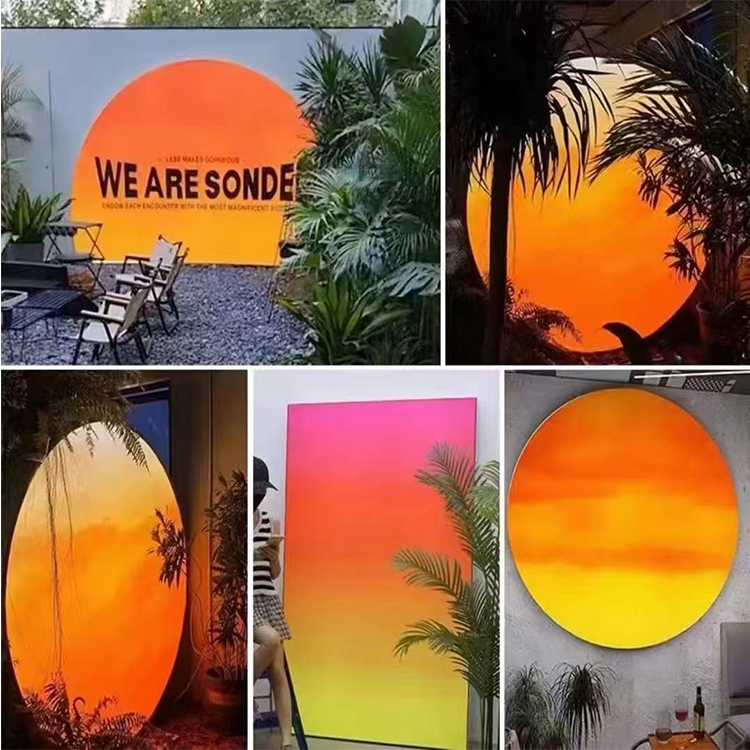 New Indoor Outdoor Decoration Aluminum Led Light Box Custom Shaped Fabric Lightbox Beach Sunset Moon Light Box Display
