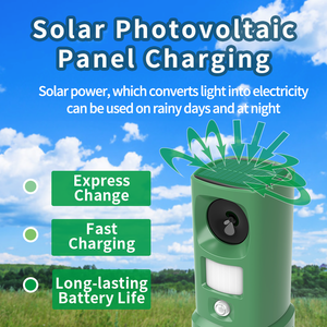 Ahuyentador de Aves con Energía Solar, Luz Intermitente PIR, Repelente Ultrasónico de Animales a Prueba de Agua para Perros, Ratones, Ratones Amarillos y Comadrejas - Product Image 4