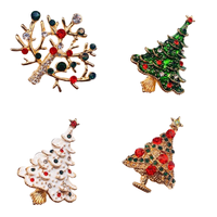 Vente en gros de broche strass arbre de Noël coloré bijoux en alliage pour enfants cadeau de Noël pour fête mariage fiançailles