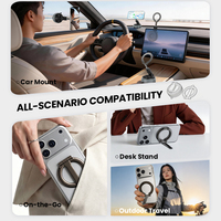 Support magnétique universel 2-en-1 détachable pour voiture, tableau de bord, bureau, avec rotation à 360° en métal pour smartphone