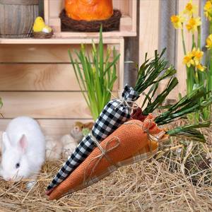 Nouvelles décorations de Pâques : Grandes carottes <span class=keywords><strong>en</strong></span> toile de jute, accessoires à carreaux pour la mise <span class=keywords><strong>en</strong></span> scène sur le thème de Pâques, plateau <span class=keywords><strong>et</strong></span> ornements suspendus - Product Image 4