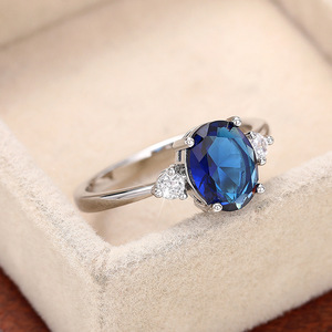 Anillo Ovalado con Gema Azul para Mujer, Joyería Elegante y de Lujo para el Dedo - Product Image 6