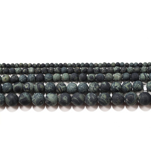 Perles rondes en pierre naturelle verte givrée, 4 6 8 10 12mm, pour la fabrication de bijoux - Product Image 5