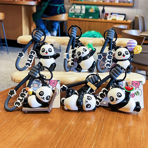 Porte-clés créatif en PVC avec panda <span class=keywords><strong>de</strong></span> dessin animé électroplaqué, pendentif pour sac, décoration <span class=keywords><strong>de</strong></span> voiture, petit cadeau, vente en gros - Product Image 5