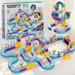 <strong>Magnet</strong> <strong>Train</strong> Toy Kids Diy Assembly Magic Track Car Racing Runway Slot Stem Educational Electronic Rail <strong>Train</strong> 3D Cube Toys Sets - Product Image 1