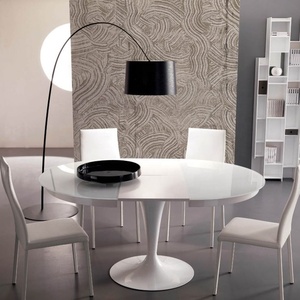 Tulip Cơ Sở Độ Bóng Cao Trắng MDF Mở Rộng Vòng Bàn Ăn Kim Loại Cơ Sở Bàn Ăn - Product Image 4