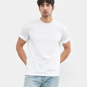 Camiseta de algodão pima para homens, camiseta masculina de manga curta pima de alta qualidade