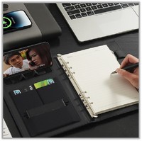 Nouveau cahier A5 à charge sans fil tendance avec boucle d'affichage du logo LED Clé USB cachée et batterie externe intégrée de 8000mAh