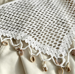 Cinturón de cintura blanco de ganchillo con diseño de triángulo hueco y borlas, estilo bohemio para mujer, accesorio de atar a la cintura para vacaciones - Product Image 6