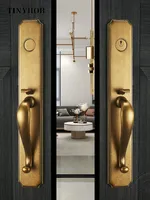 Serrure de porte de villa européenne de luxe, serrure de porte intérieure pour hôtel, salle de conférence, serrure de porte à double ouverture, serrure de porte en bois massif électro-plaquée