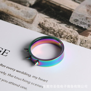 Anillo de Acero Inoxidable con Puntas SA1220, Joyería Geométrica Unisex, Accesorio para Fiestas - Product Image 2