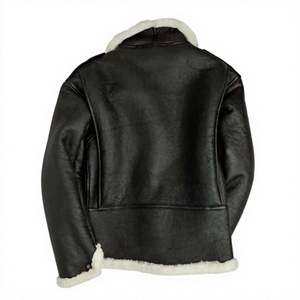 Men's Winter Bamboo Fiber Retro Vintage Bomber Jacket Sherpa Lined Stand Collar <b>Zip</b>-Up Logo - Product Image 3