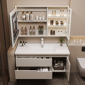 Bathroom Storage Solution Core Storage Elements Commercial-Grade Hardware And <b>Wipe</b>-Clean Surfaces Bathroom Vanity - Product Image 4