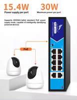 8+2 100M PoE Network Switch 2RJ45 Port Uplink, IEEE802.3af/at Standar 52V2.3A 120W Daya Maksimum Port Tunggal 30W