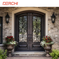 DERCHI Elegantes Puertas de Vidrio y Acero de Estilo Francés, Diseño de Puertas y Ventanas de Vidrio Arqueadas, Puertas Exteriores
