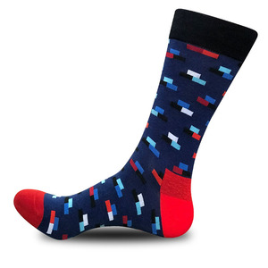 Chaussettes ras du cou pour hommes en coton peigné respirant, motif blocs de couleur Pixel Building Block, idéales pour le travail et les loisirs - Product Image 6