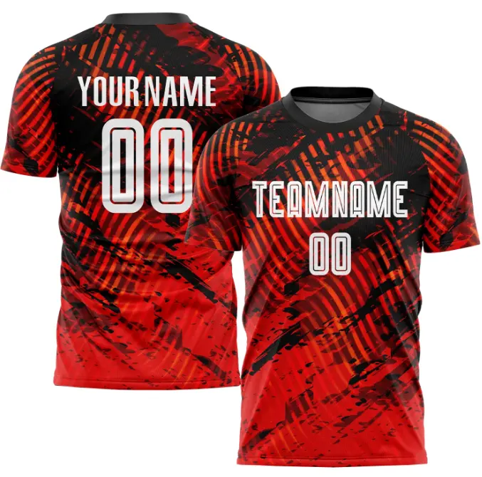 Personality Black Red Soccer Jersey Soccer Professional Soccer Shirt Uniform Football High Performance Men Practice Jersey Tops