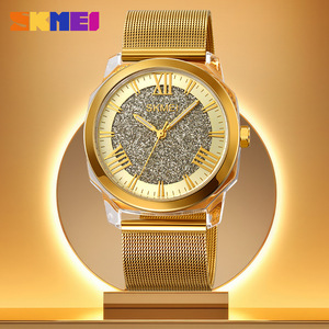 Skmei Men's Round Analog Quartz Watch Gold Mesh Strap 30M Waterproof Stainless Steel Case - Product Image 2