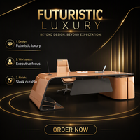 Mobili da ufficio di lusso personalizzati, scrivanie e sedie a forma di L in legno laccato, tavolo capo
