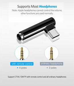 Xput محول <span class=keywords><strong>90</strong></span> درجة USB C نوع C إلى 35 مللي متر جاك 3.5 مللي متر محول الصوت نوع C محول الصوت ل سماعات - Product Image 3