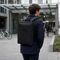 Sac à dos rectangulaire fin en tissu Oxford 300D, sac à dos pour ordinateur portable pour l'école, les voyages, le bureau, avec poignée supérieure et fermeture à glissière