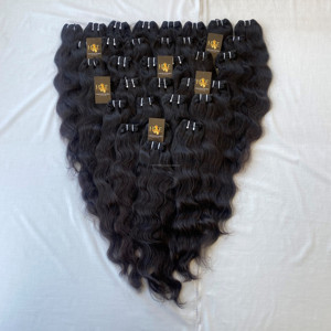 Cabello humano ondulado sin procesar para adultos, pelo ondulado con cutícula en forma de templo indio sin procesar, venta al por mayor - Product Image 6