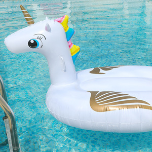 Flotador inflable de unicornio blanco 176x75x80cm, anillo flotante para piscina para nadar - Product Image 3